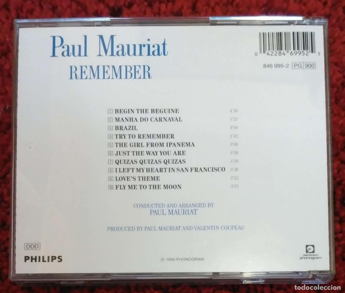 CDs de m&uacute;sica: PAUL MAURIAT (REMEMBER) CD 1990 - Foto 2