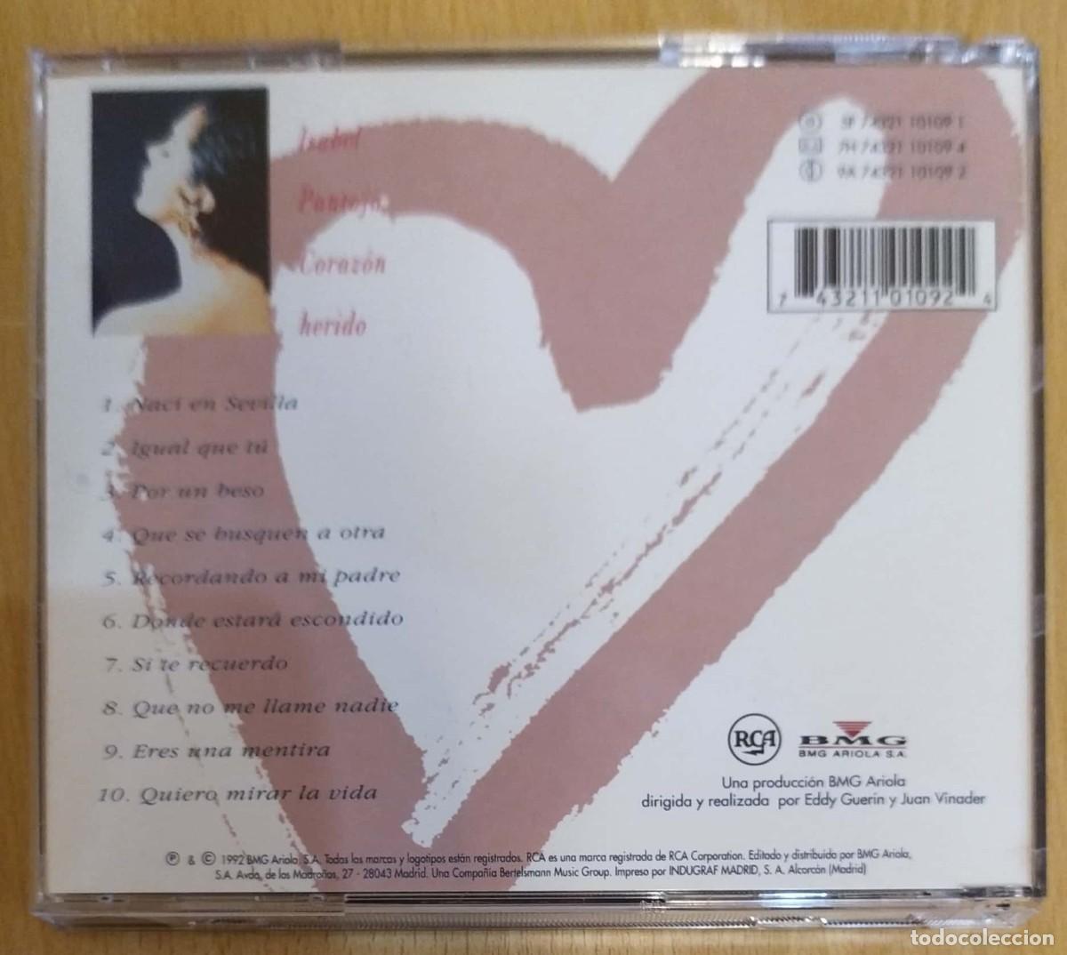CDs de m&uacute;sica: ISABEL PANTOJA (CORAZON HERIDO) CD 1992 - Foto 2