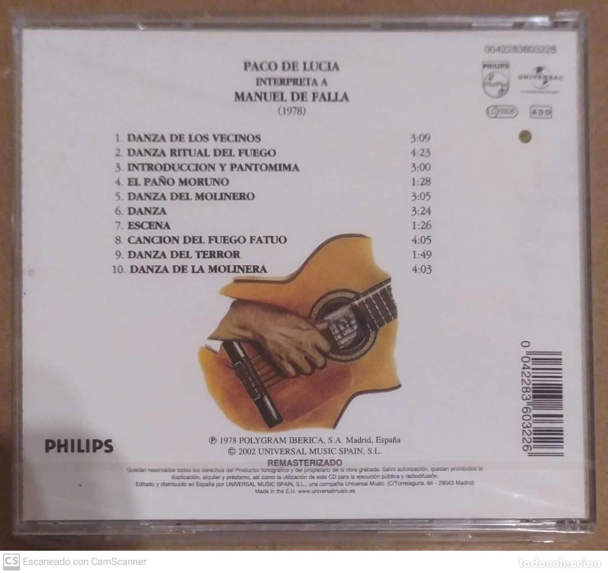 CDs de m&uacute;sica: PACO DE LUCIA (INTERPRETA A MANUEL DE FALLA) CD 1995 * Precintado - Foto 2