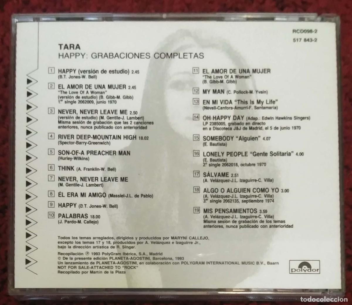 CDs de m&uacute;sica: TARA (HAPPY: GRABACIONES COMPLETAS) CD 1993 - Foto 2