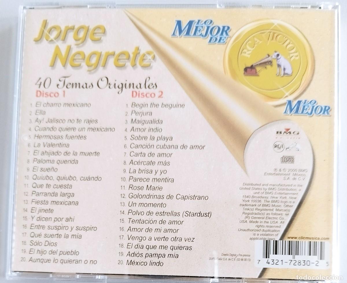 CDs de m&uacute;sica: JORGE NEGRETE, 40 TEMAS ORIGINALES - Foto 2