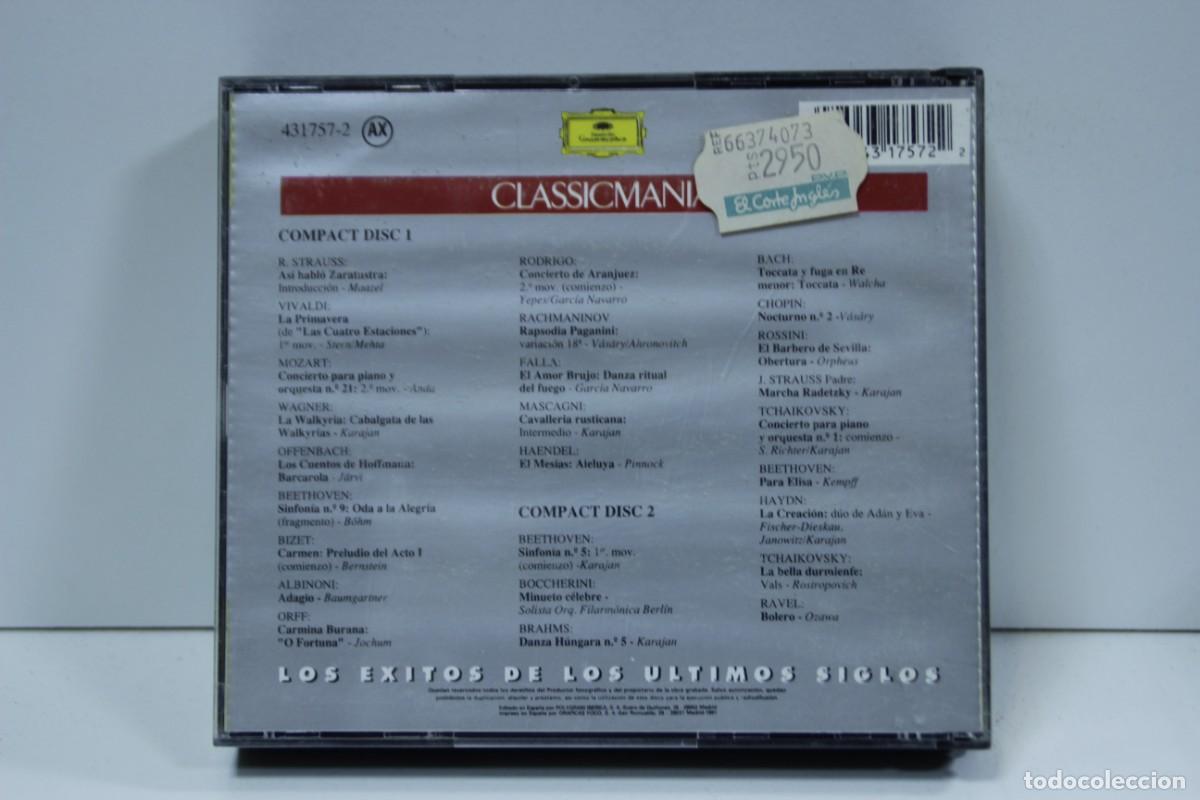 CDs de m&uacute;sica: DISCO 2 X CD. Classic Mania (Los Exitos De Los Ultimos Siglos). COMPACT DISC. - Foto 2