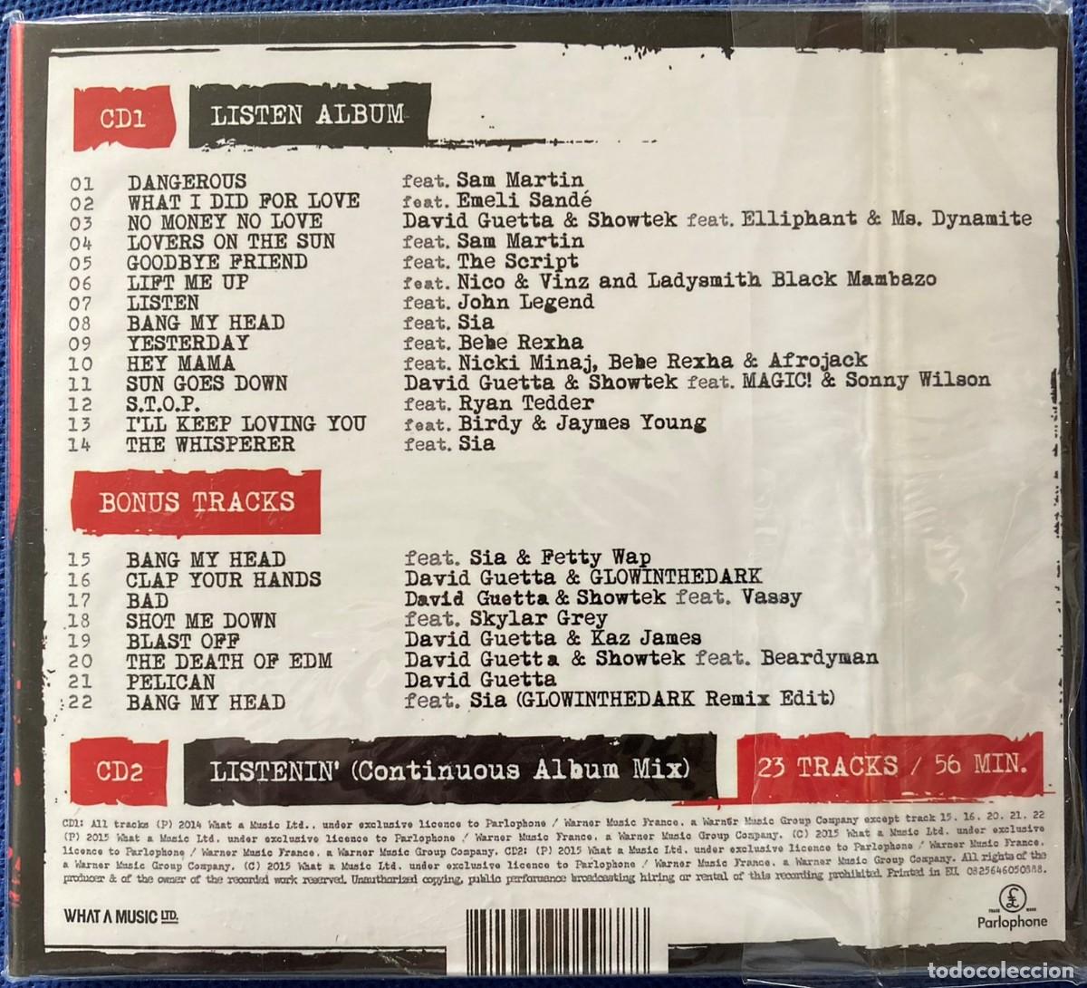 CDs de m&uacute;sica: DAVID GUETTA - LISTEN AGAIN - EDICI&Oacute;N 2 x CD - Foto 2