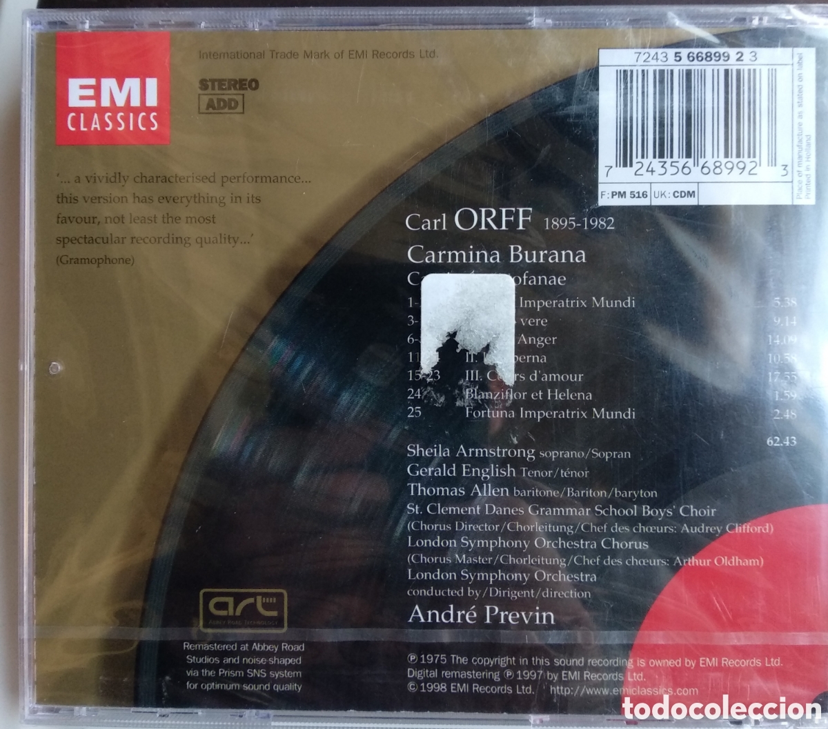 CDs de m&uacute;sica: *CARMINA BURANA, EU, EMI, 1998 - Foto 2
