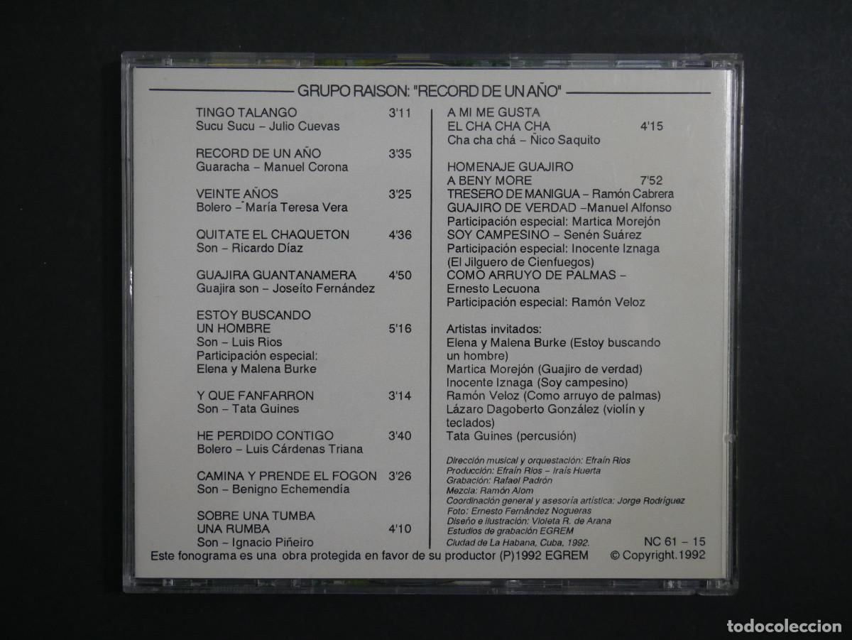 CDs de m&uacute;sica: Grupo Rais&oacute;n- RECORD DE UN A&Ntilde;O CD - Foto 3