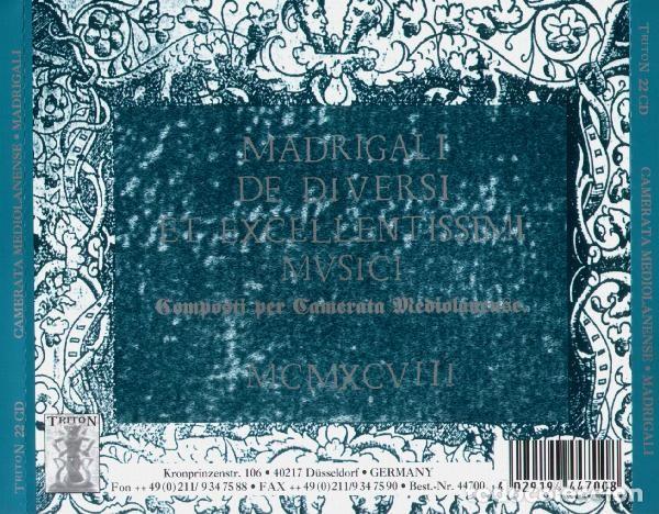 CDs de m&uacute;sica: Camerata Mediolanense &ndash; Madrigali - Foto 2