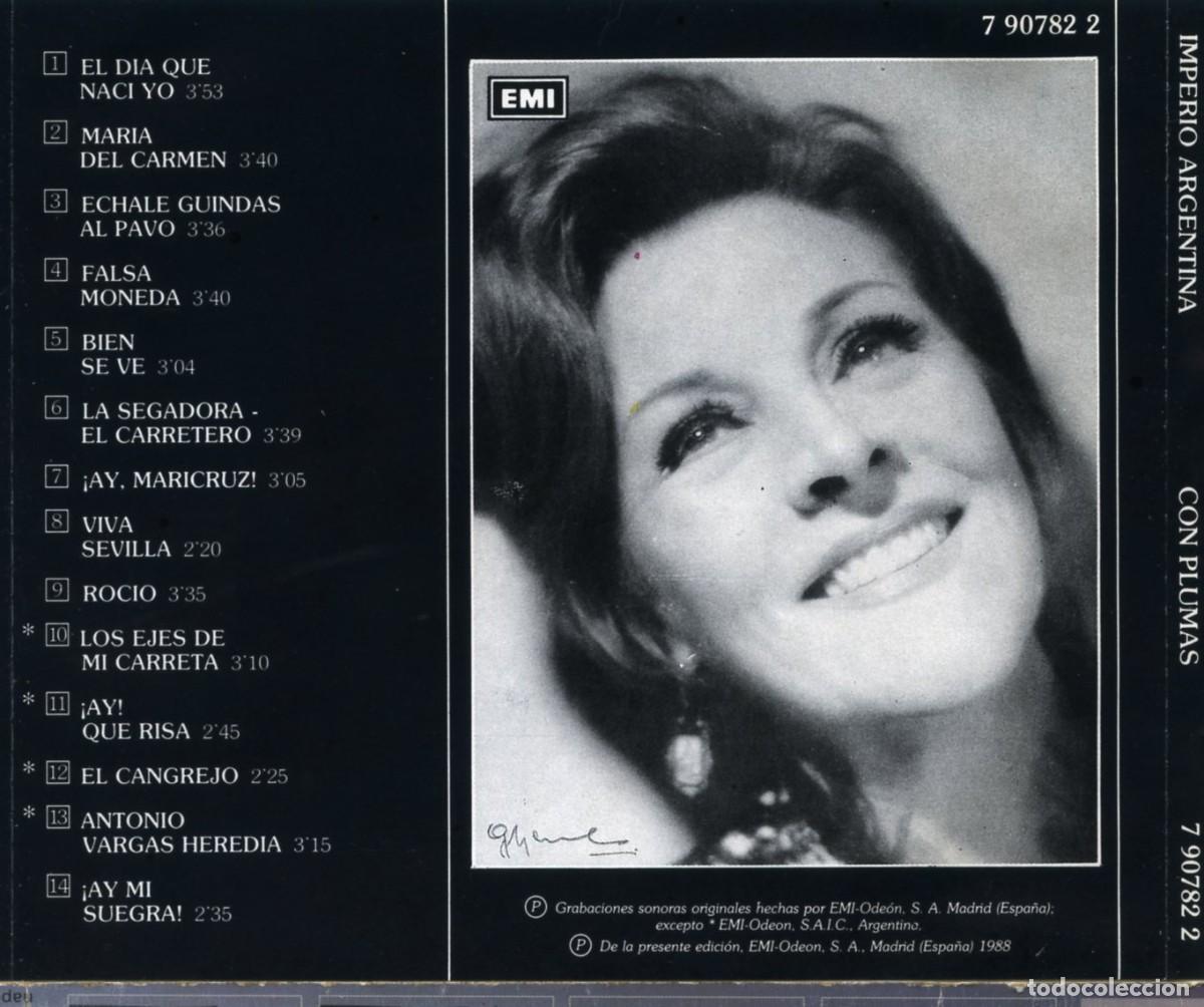 CDs de m&uacute;sica: IMPERIO ARGENTINA. CON PLUMAS. - Foto 2