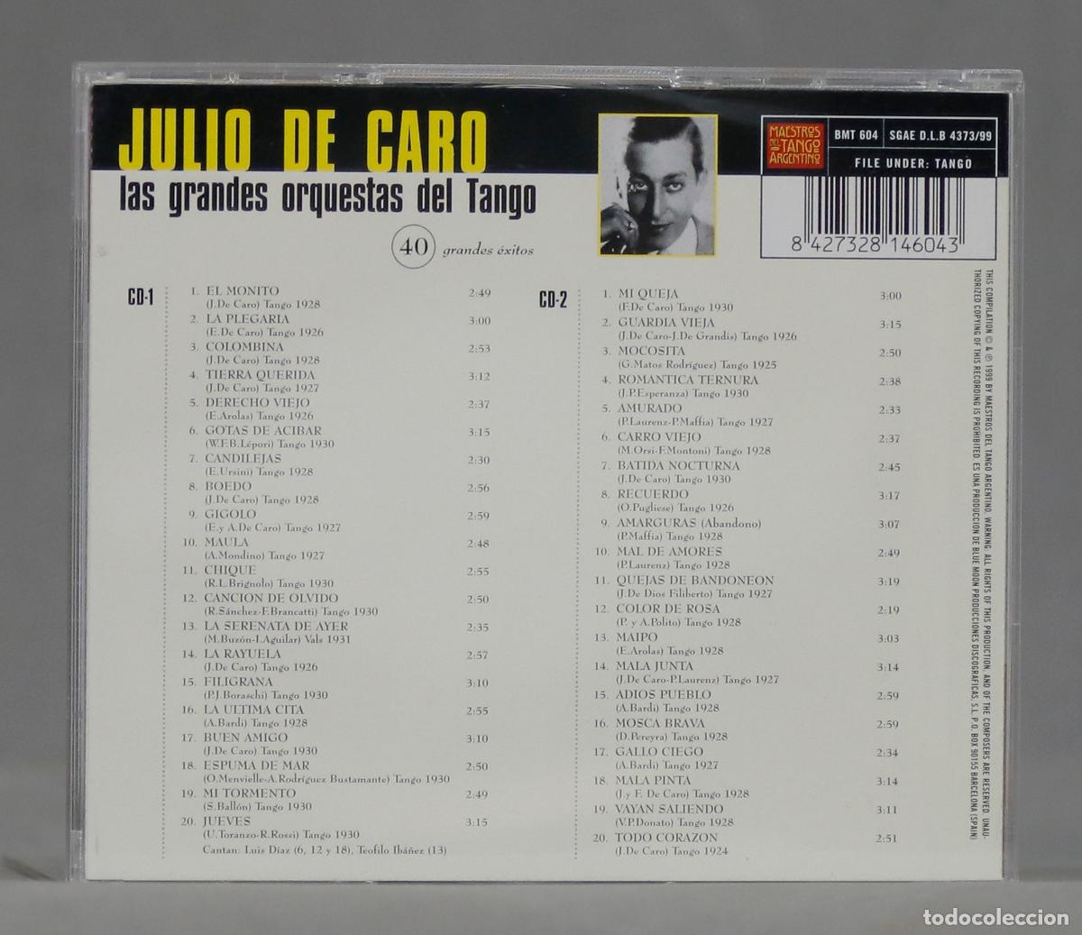 CDs de m&uacute;sica: 2 CD. 40 grandes &eacute;xitos de Julio de Caro - Foto 2