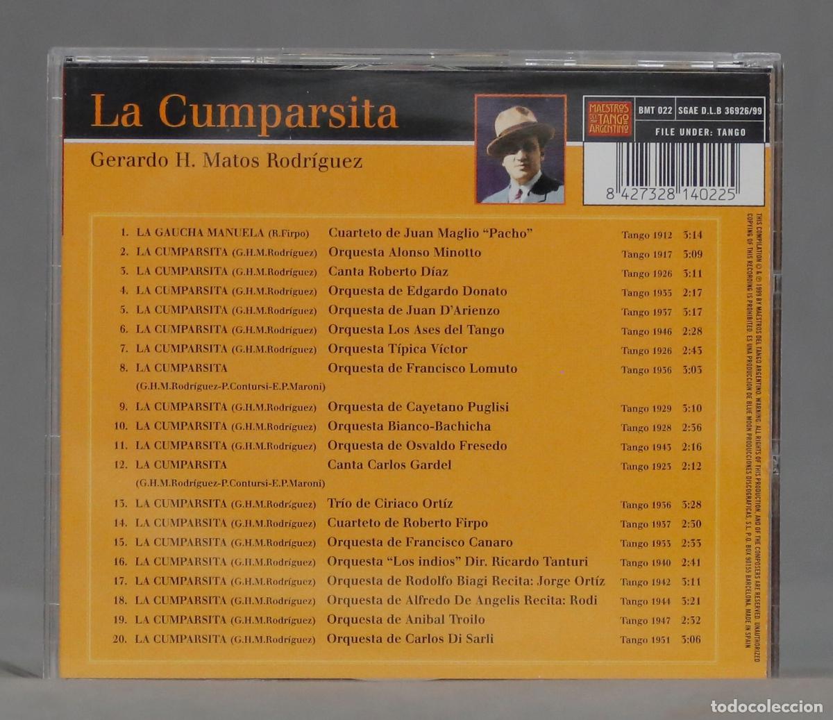 CDs de m&uacute;sica: CD. Gerardo Matos Rodr&iacute;guez &ndash; La Cumparsita - Foto 2
