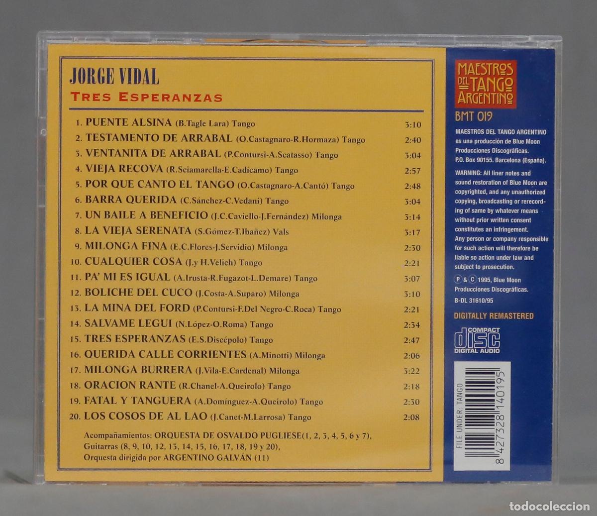CDs de m&uacute;sica: CD. Jorge Vidal &ndash; Tres Esperanzas - Foto 2