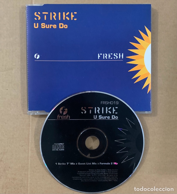 CDs de m&uacute;sica: CD SINGLE - STRIKE - U SURE DO - FRESH - 3 MIXES 1994 - Foto 1