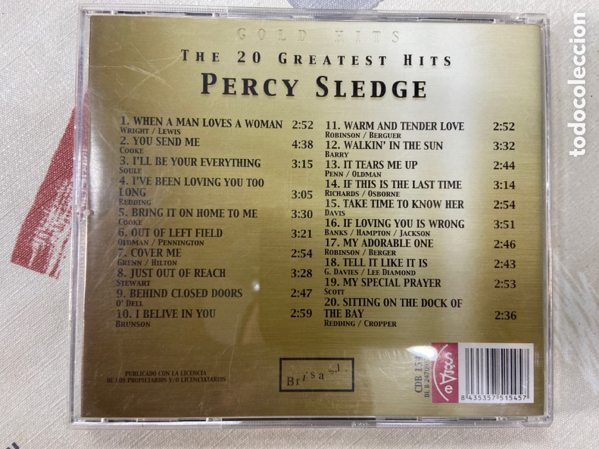 CDs de m&uacute;sica: CD PERCY SLEDGE GOLD HITS - Foto 3
