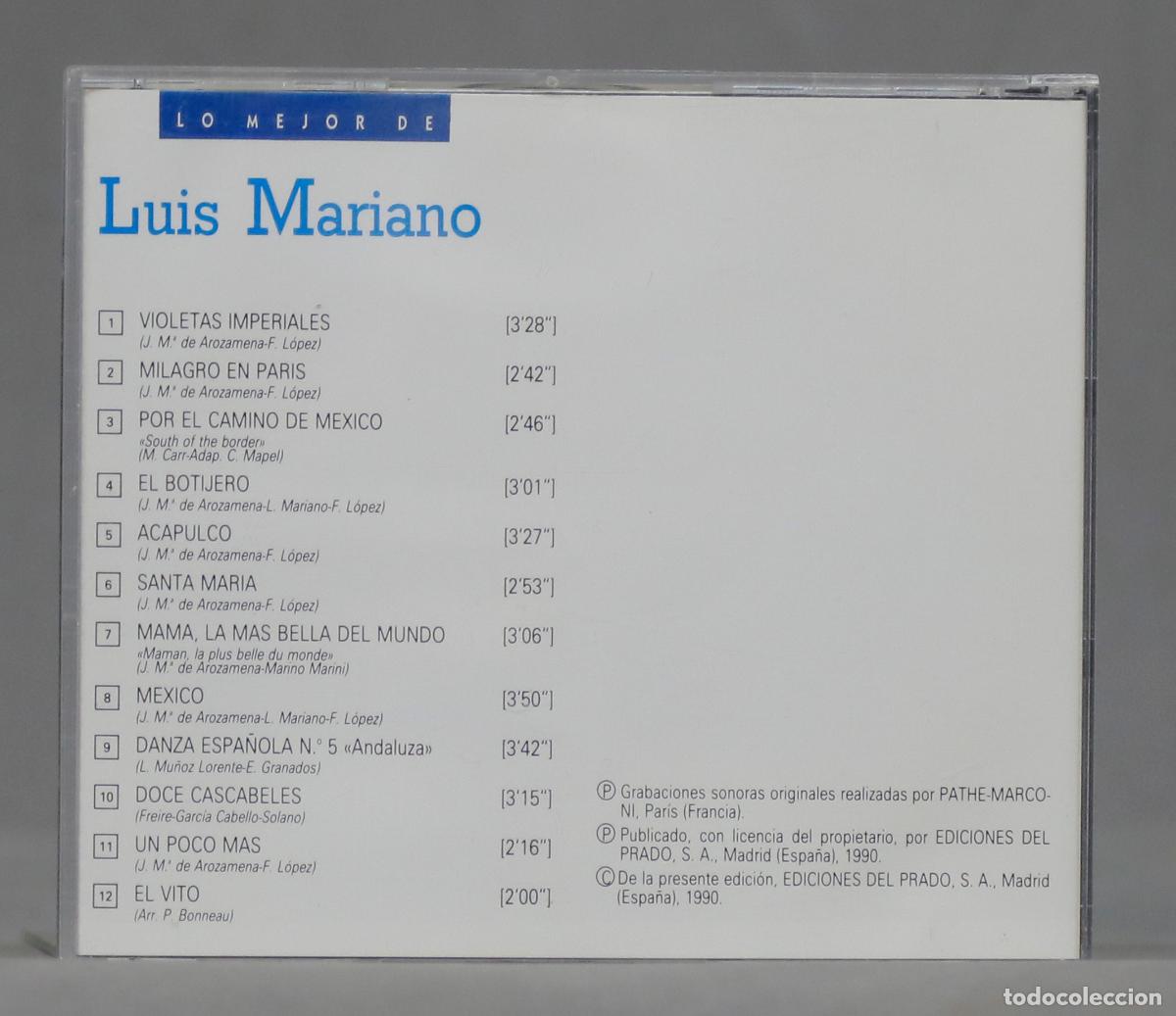 CDs de m&uacute;sica: CD. LO MEJOR DE LUIS MARIANO - Foto 2