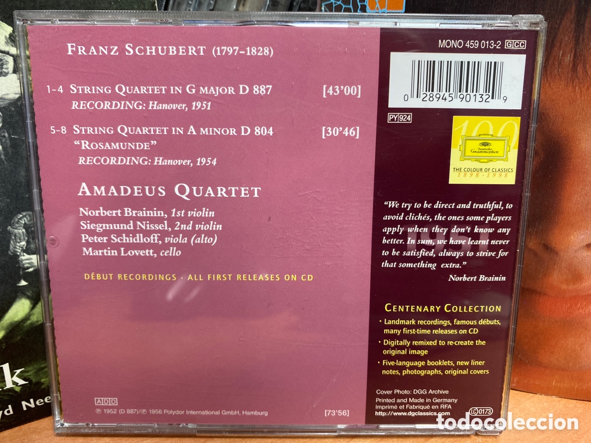 CDs de m&uacute;sica: Schubert - Amadeus Quartett - String Quartets D 887 & 804 (CD) - Foto 2