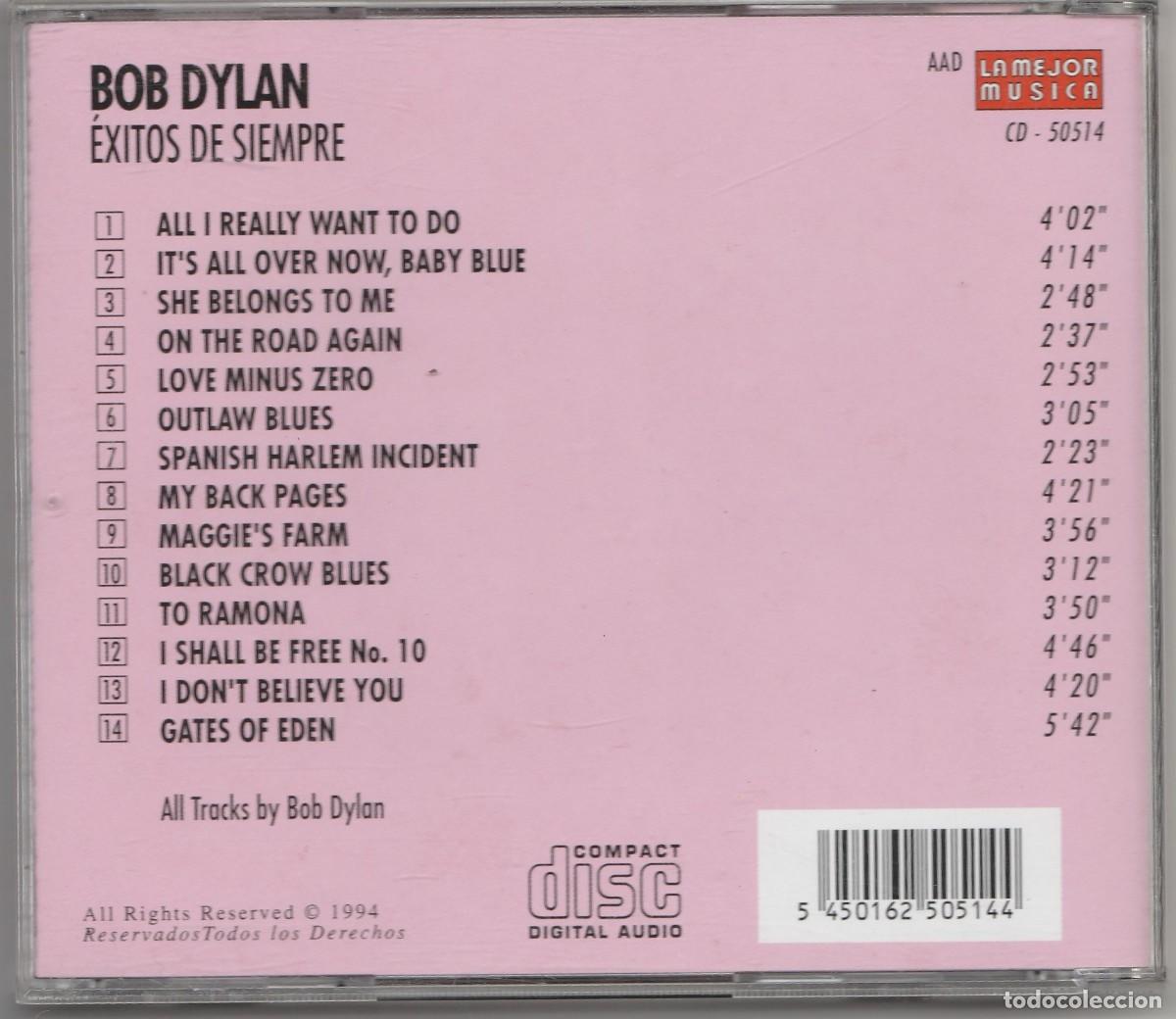 CDs de m&uacute;sica: CD BOB DYLAN - EXITOS DE SIEMPRE - Foto 2