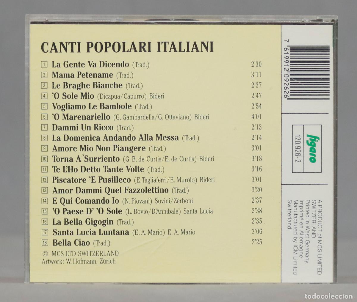 CDs de m&uacute;sica: CD. Canti Popolari Italiani - Foto 2