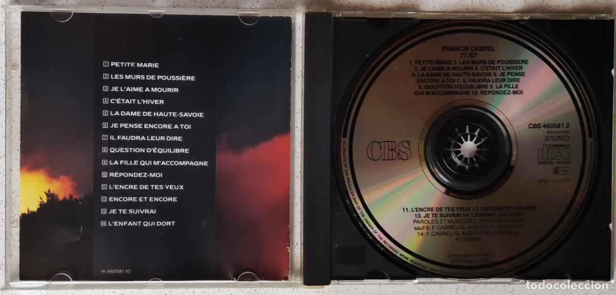 CDs de m&uacute;sica: FRANCIS CABREL - CABREL 77-87 (CD) 1987 - 14 TEMAS - Foto 2