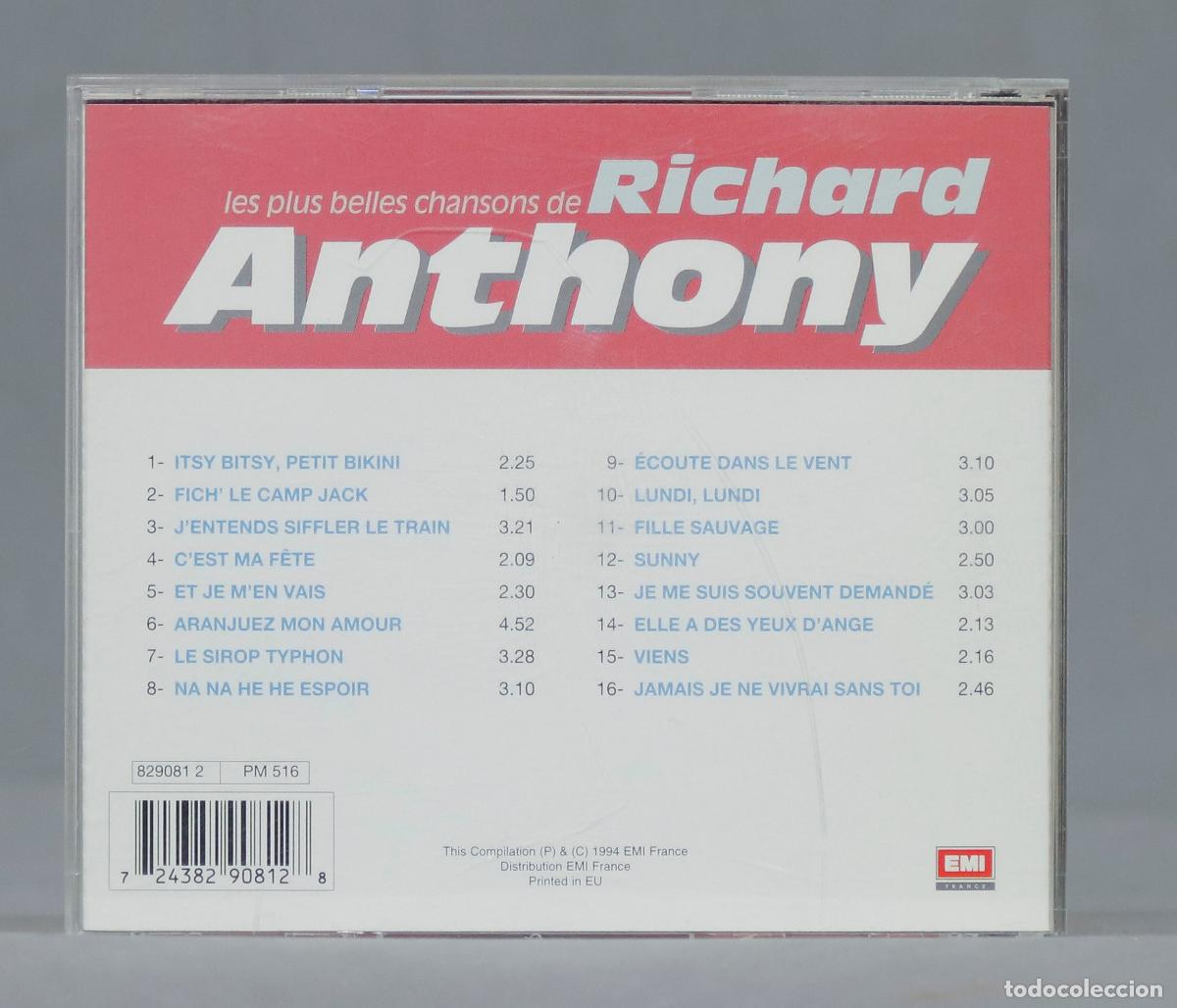 CDs de m&uacute;sica: CD. Les Plus Belles Chansons. Richard Anthony - Foto 2