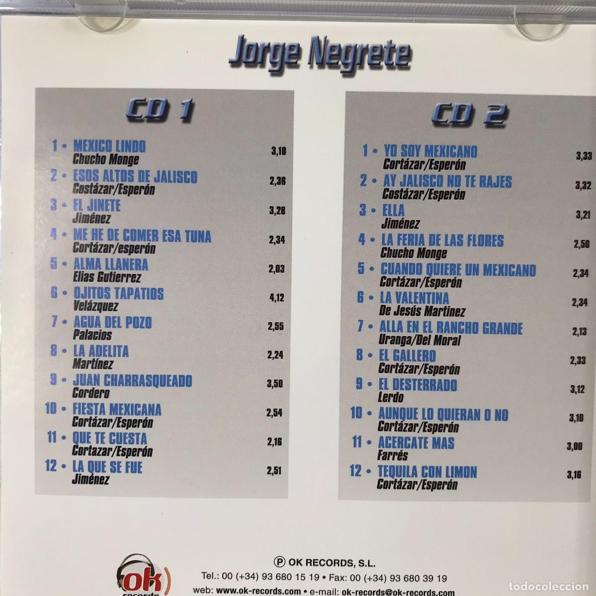 CDs de m&uacute;sica: Colecci&oacute;n 5 Estrellas ● Jorge Negrete ● 2 x CD Compilation - Foto 2