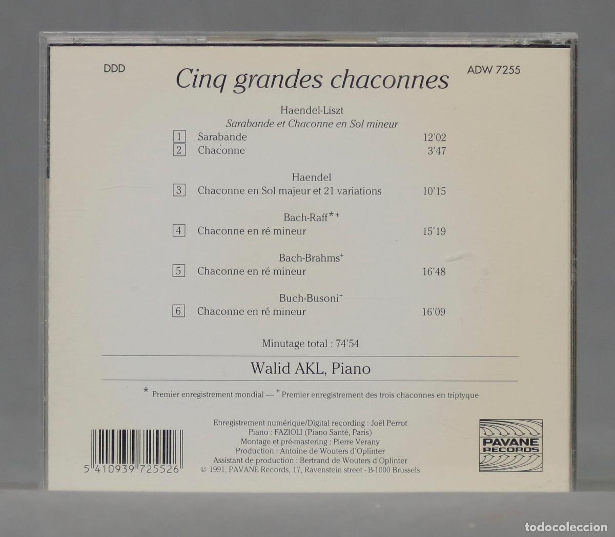 CDs de m&uacute;sica: CD. Bach. Handel. 5 Great Chaconnes. AKL - Foto 2