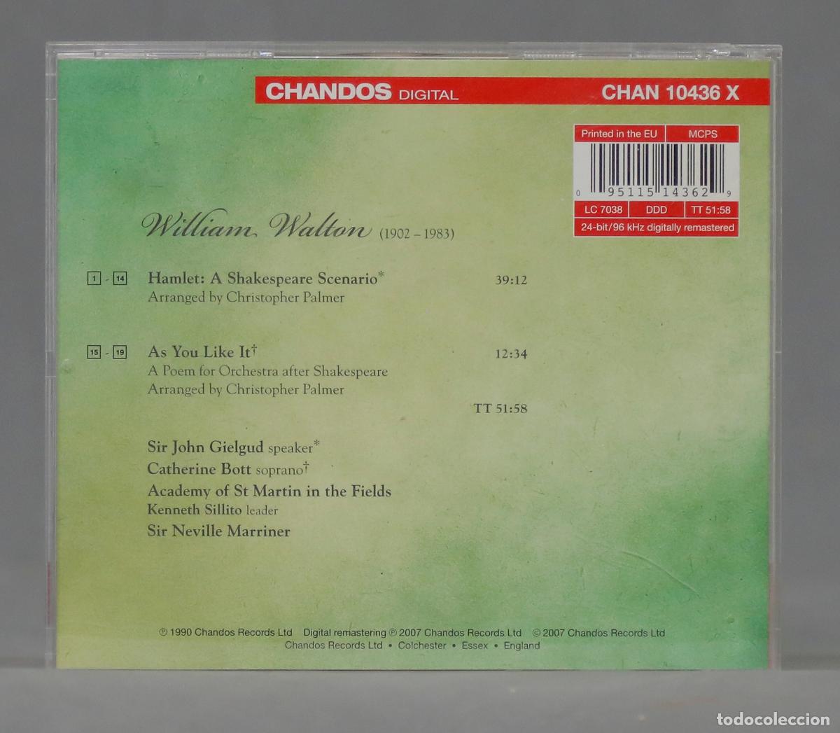 CDs de m&uacute;sica: CD. Hamlet & As You Like It. WILLIAM WALTON - Foto 2