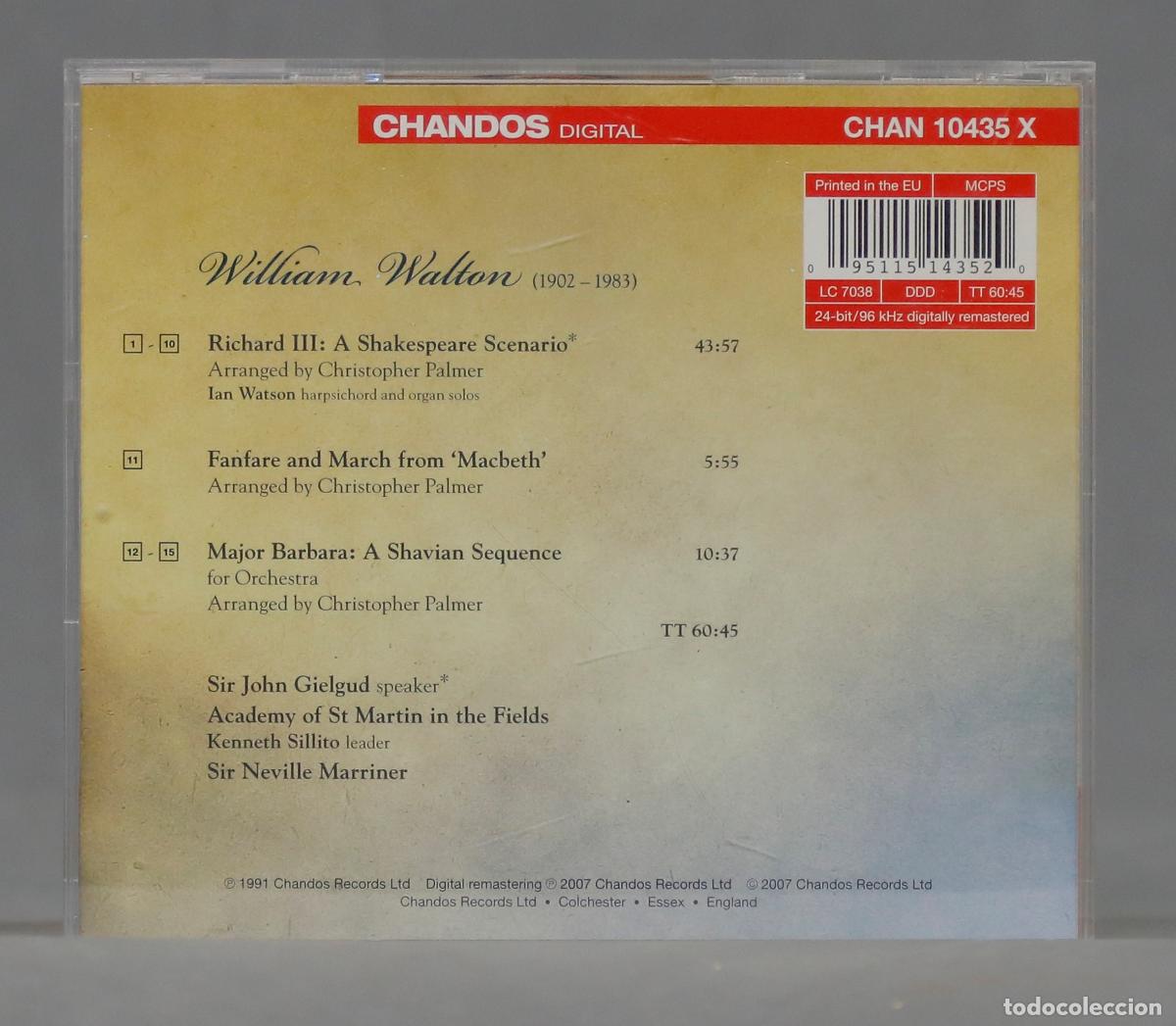 CDs de m&uacute;sica: CD. Richard III. WALTON. MARRINER - Foto 2