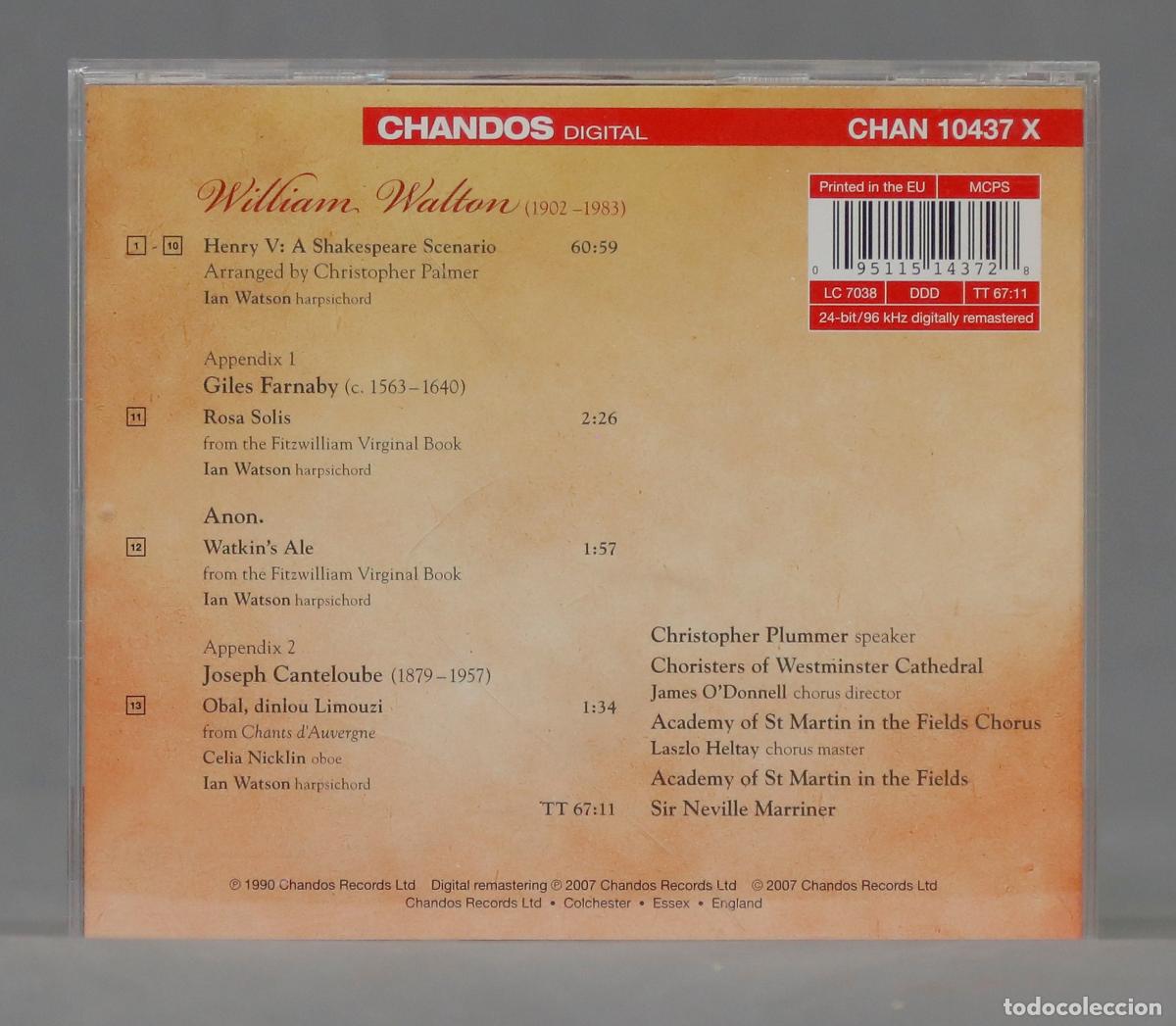 CDs de m&uacute;sica: CD. Henry V. MARRINER. WALTON - Foto 2