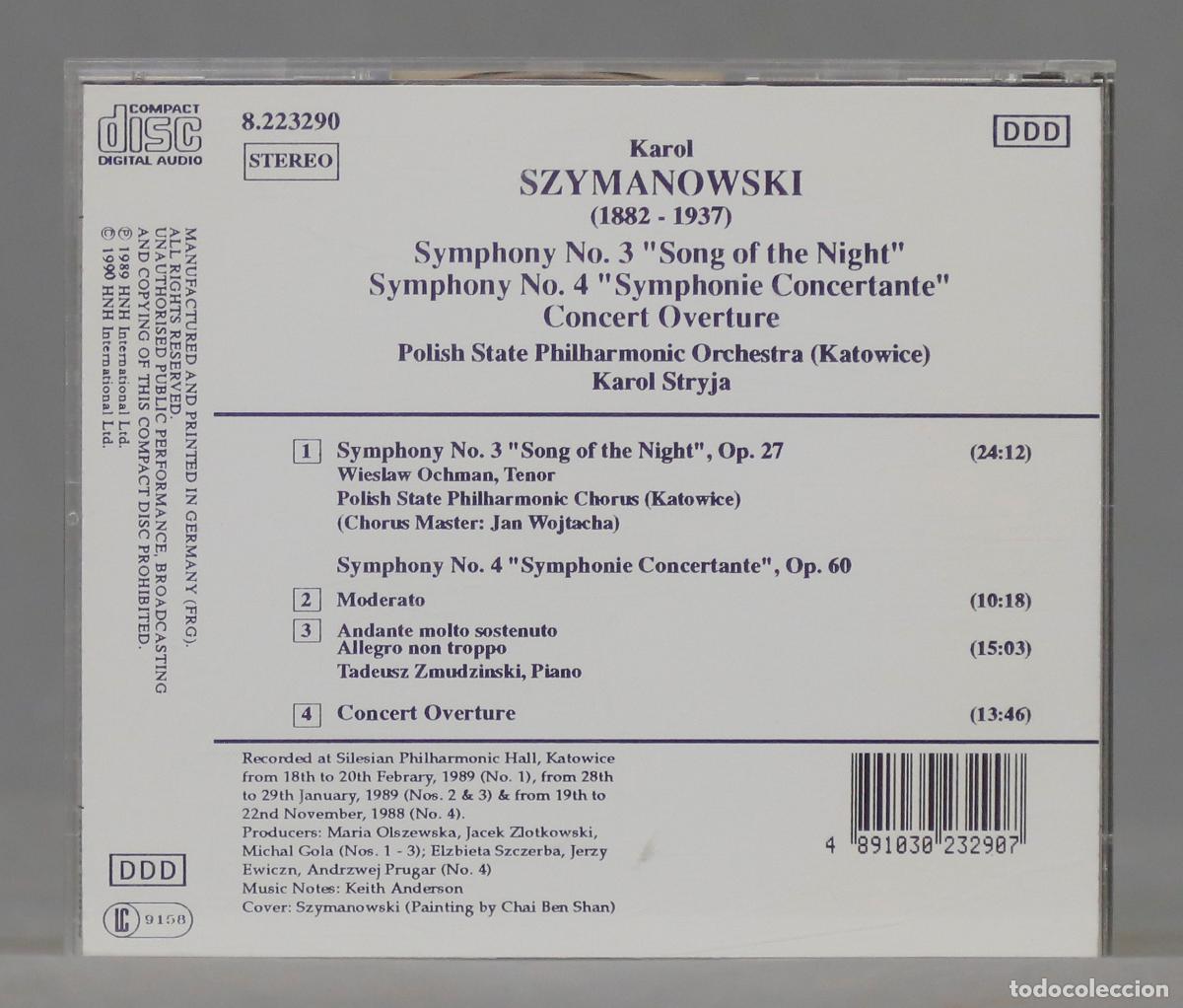 CDs de m&uacute;sica: CD. Stryja &ndash; Symphony No. 3 Y 4. Szymanowski - Foto 2