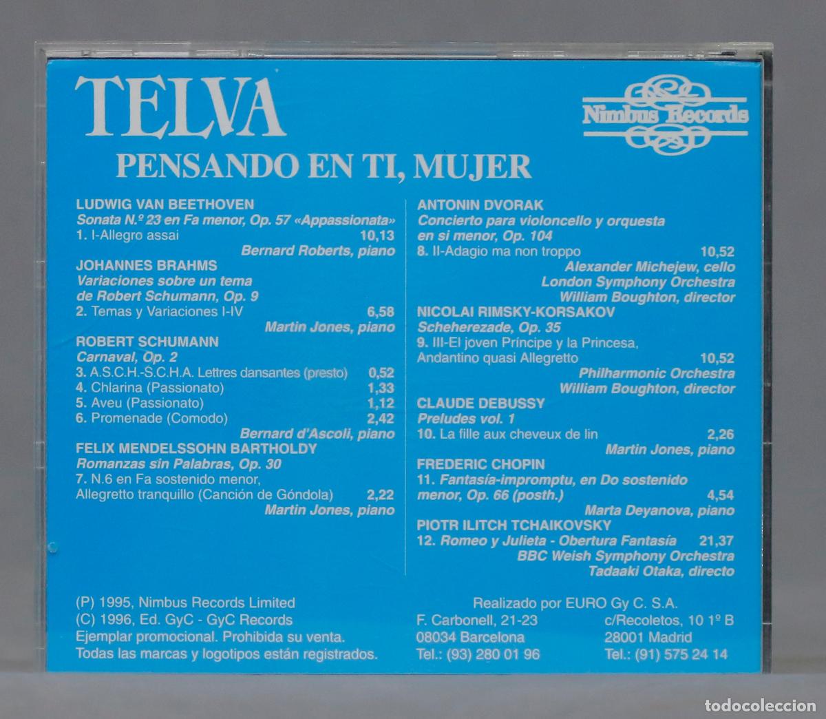 CDs de m&uacute;sica: CD. TELVA. PENSANDO EN TI, MUJER - Foto 1