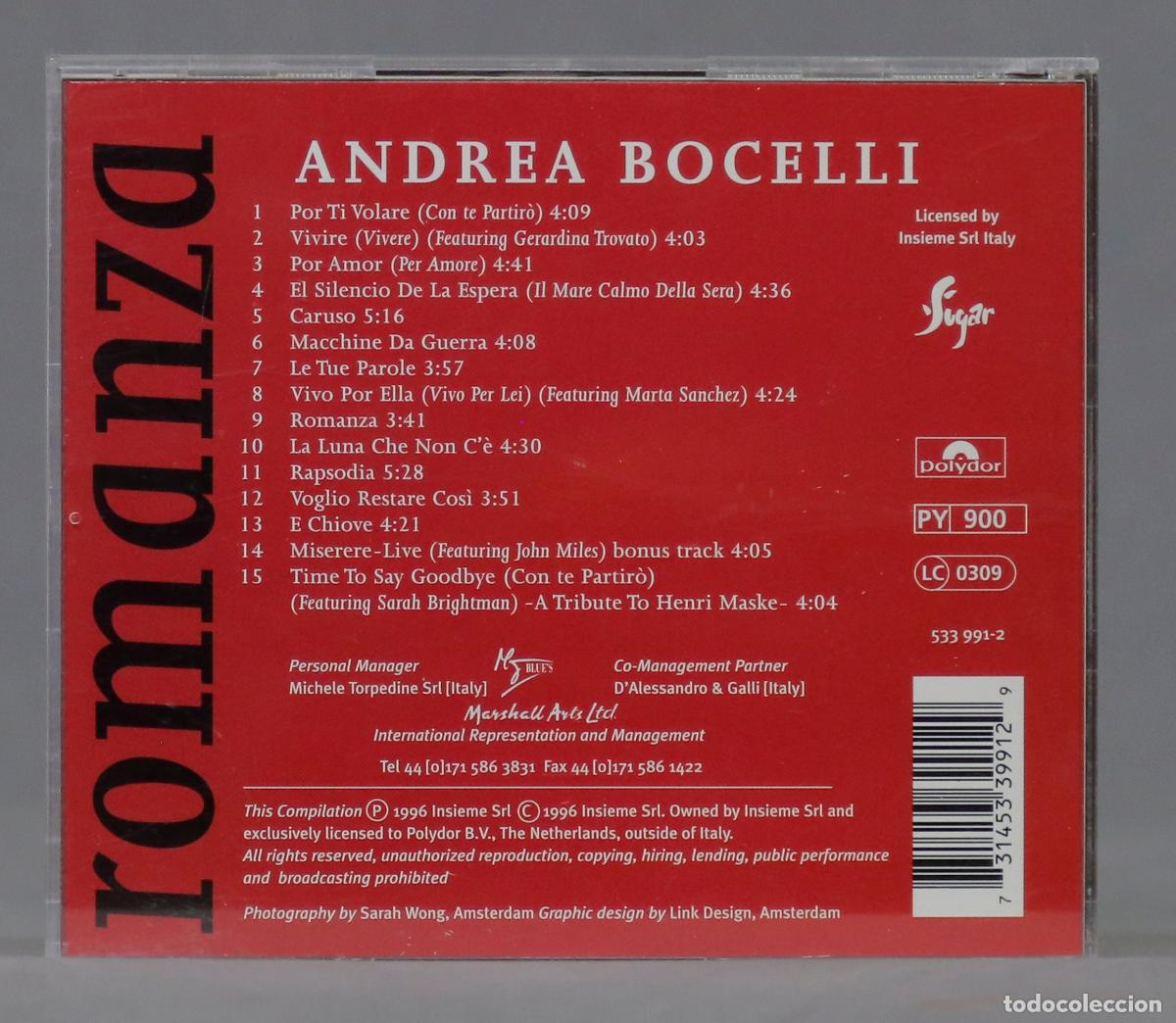 CDs de m&uacute;sica: CD. Andrea Bocelli &ndash; Romanza - Foto 2