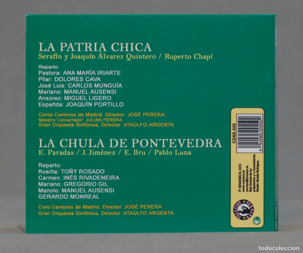 CDs de m&uacute;sica: CD.La Patria Chica / La Chula De Pontevedra. QUINTERO. CHAPI. ARGENTA - Foto 2