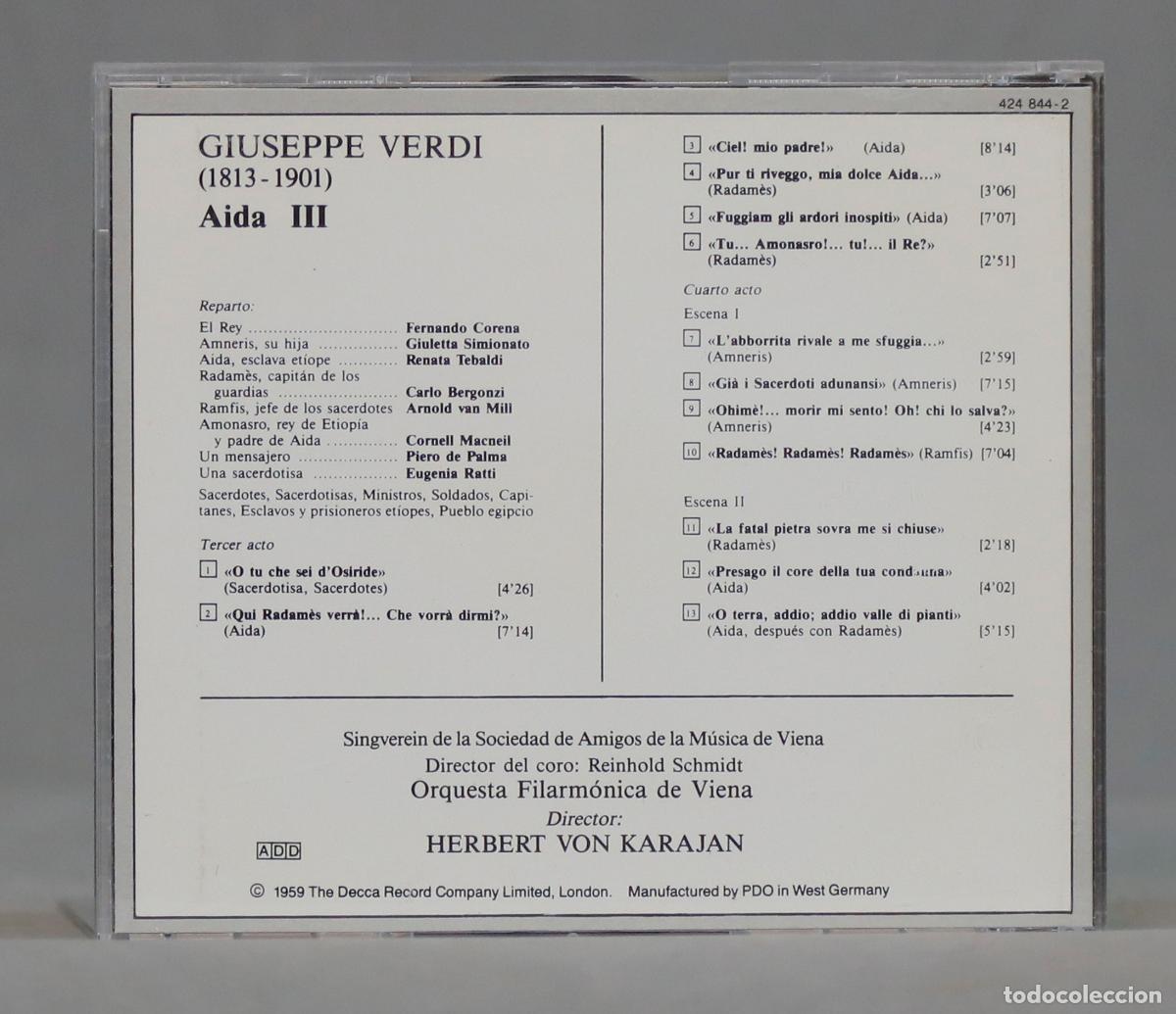 CDs de m&uacute;sica: CD. AIDA. VERDI. KARAJAN. III - Foto 2