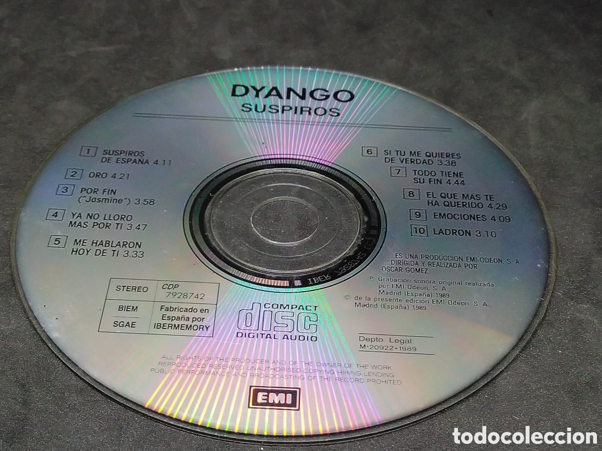 CDs de m&uacute;sica: DYANGO - SUSPIROS - CD - DISCO VERIFICADO - 1989 - Foto 8
