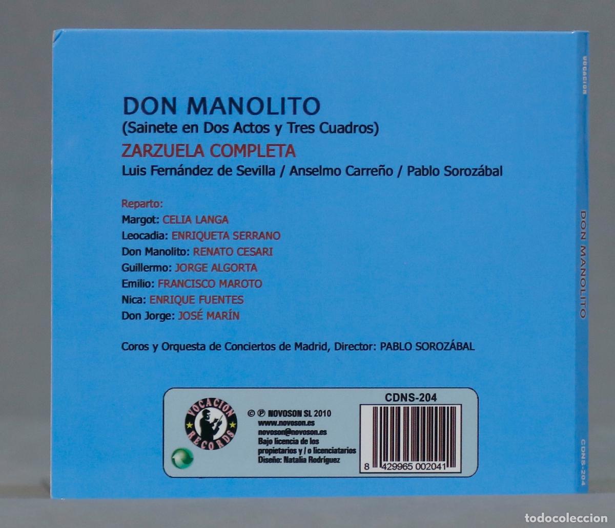 CDs de m&uacute;sica: CD. DON MANOLITO. SOROZABAL - Foto 2