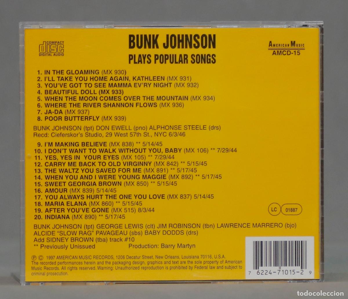 CDs de m&uacute;sica: CD. Bunk Johnson &ndash; Plays Popular Songs - Foto 2