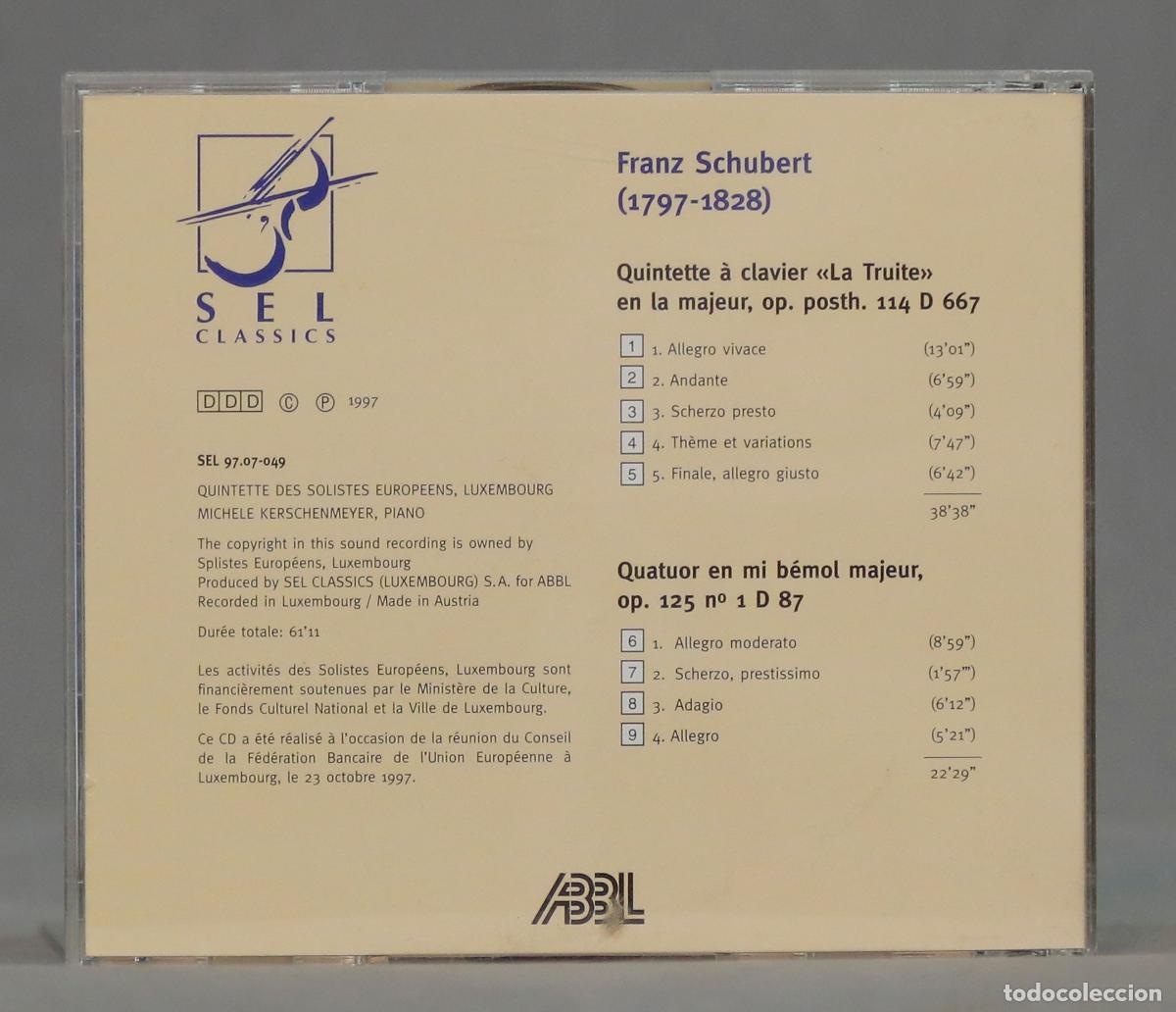 CDs de m&uacute;sica: CD. SCHUBERT. LA TRUITE. QUATUOR D87 - Foto 2