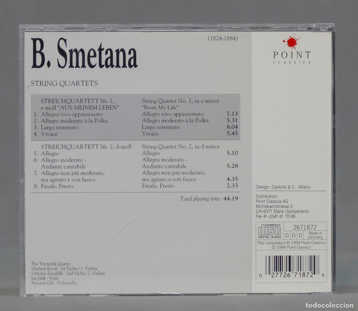 CDs de m&uacute;sica: CD. The Tr&aacute;vn&iacute;ček Quartet : Bedřich Smetana &ndash; String Quartets - Foto 2