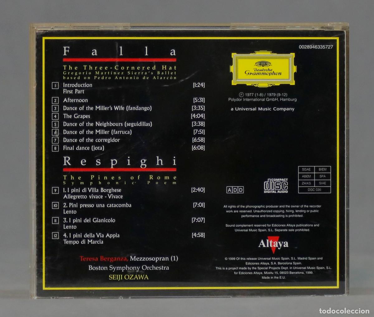 CDs de m&uacute;sica: CD. FALLA. RESPIGI. OZAWA - Foto 2