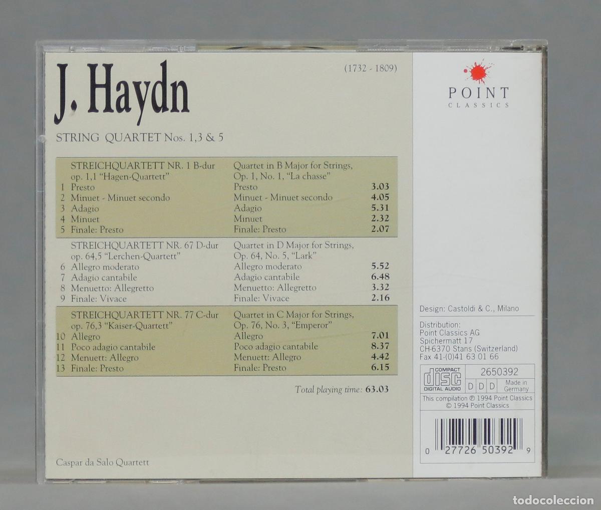 CDs de m&uacute;sica: CD. Haydn, Caspar da Salo Quartett &ndash; String Quartets No. 1, 3 & 5 - Foto 2