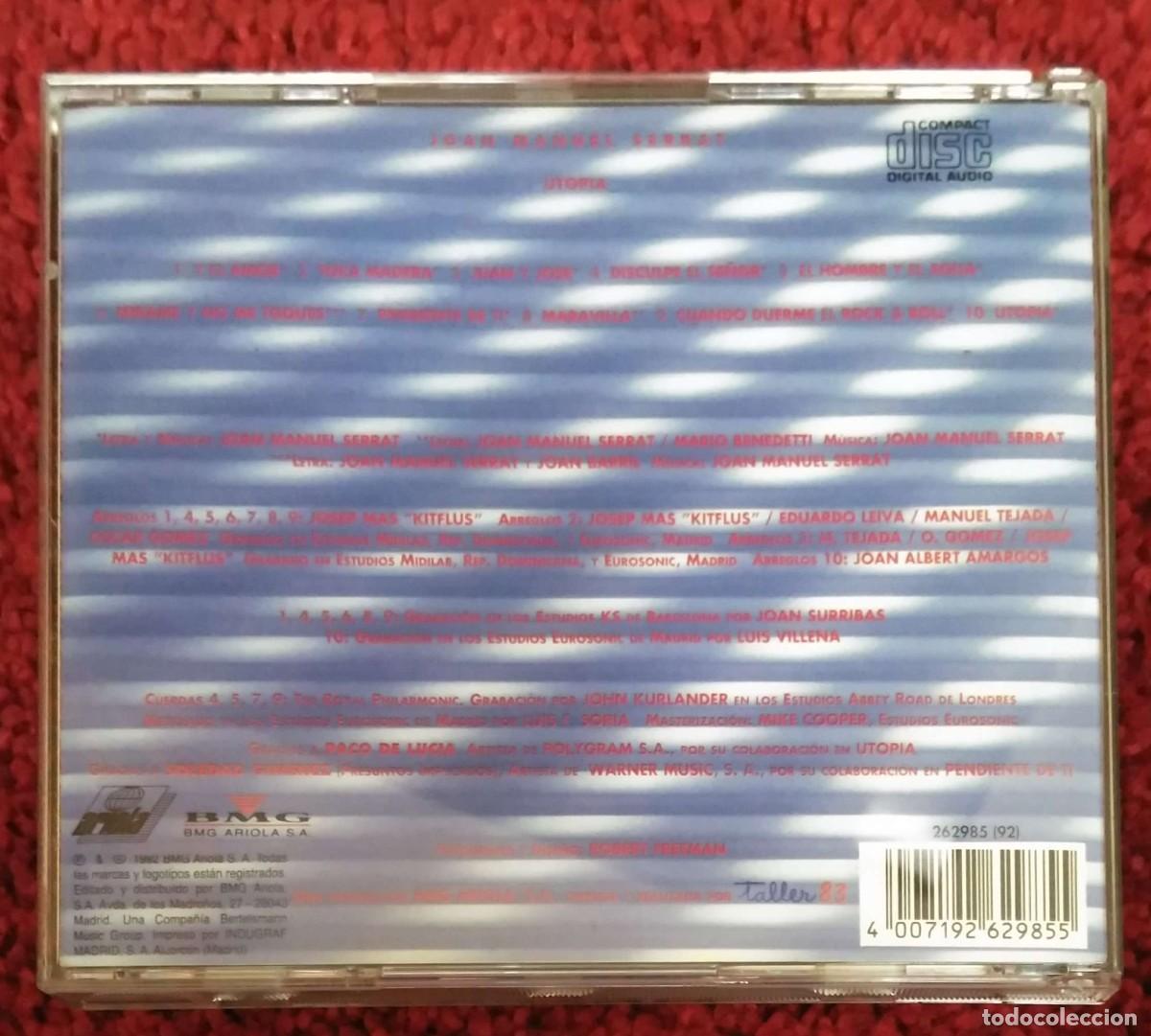 CDs de m&uacute;sica: JOAN MANUEL SERRAT (UTOPIA) CD 1992 - 1&ordf; Edici&oacute;n - Foto 2