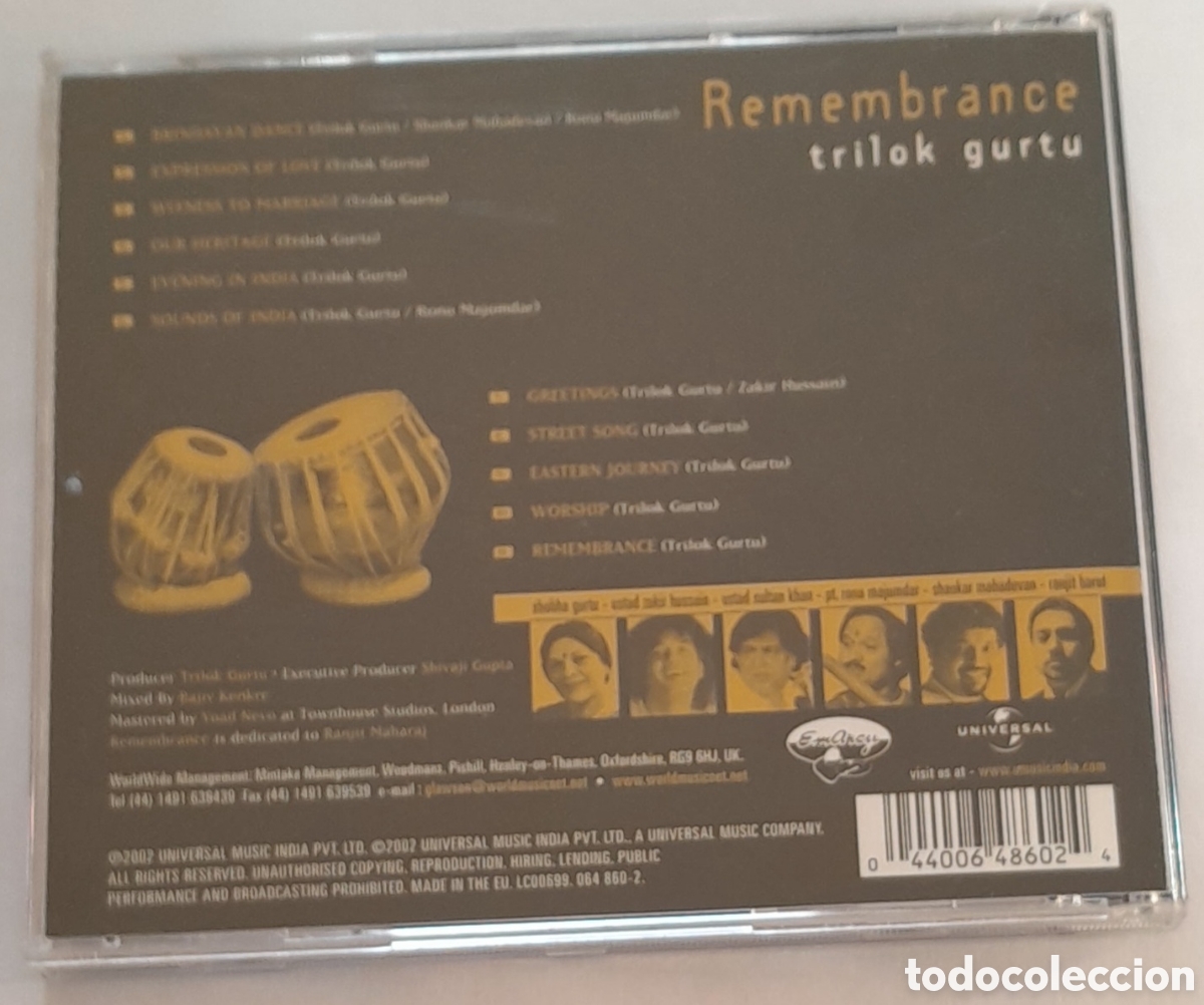 CDs de m&uacute;sica: TRILOK GURTU - REMEMBRANCE - Foto 2