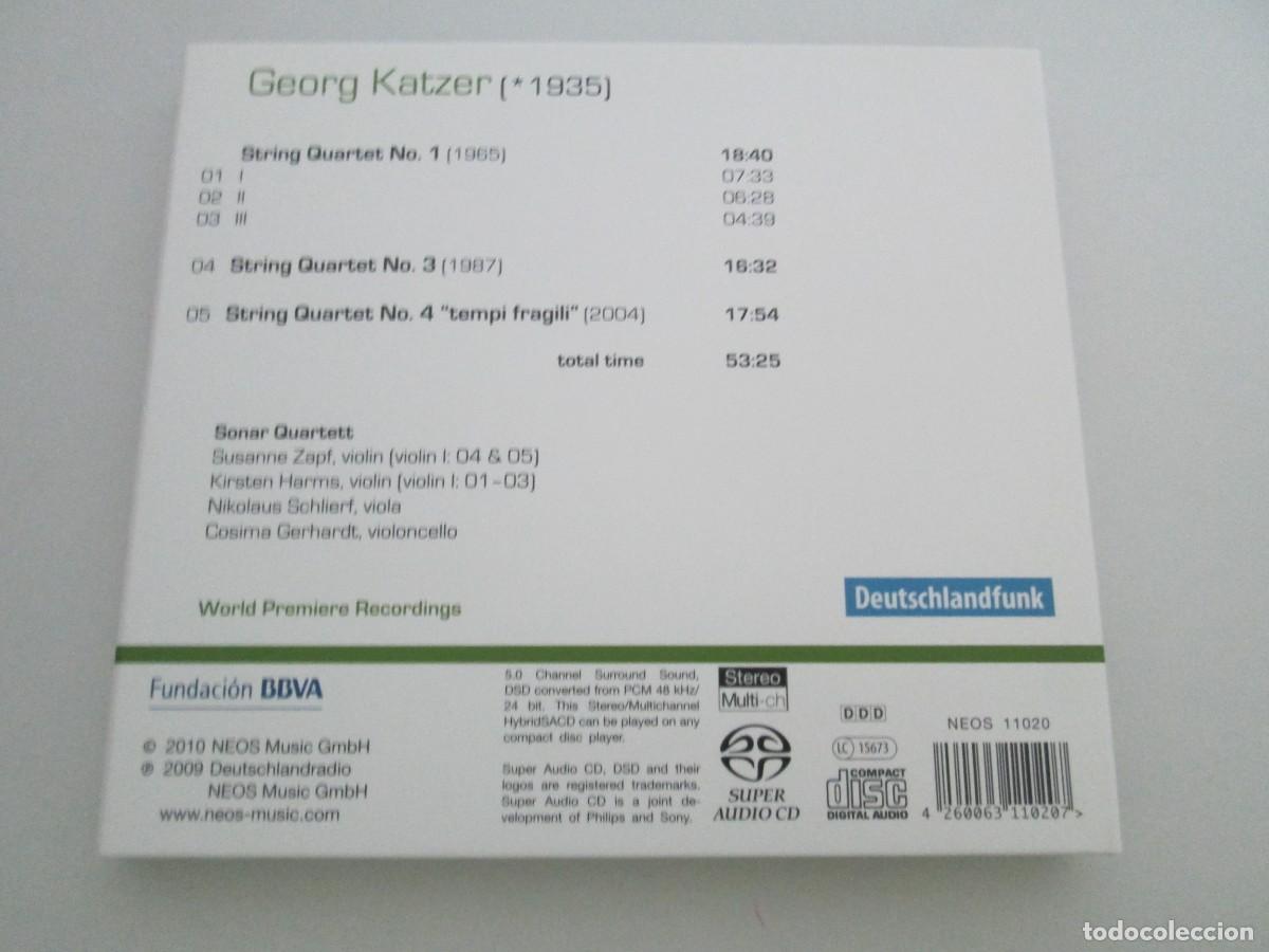 CDs de m&uacute;sica: GEORG KATZER. STRING QUARTETS. NEOS FUNDACION BBVA. CD. 2009. - Foto 11