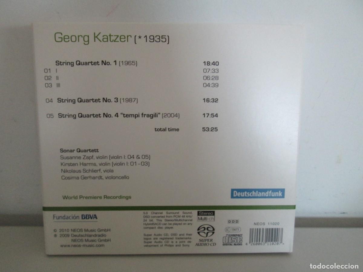 CDs de m&uacute;sica: GEORG KATZER. STRING QUARTETS. NEOS FUNDACION BBVA. CD. 2009. - Foto 12