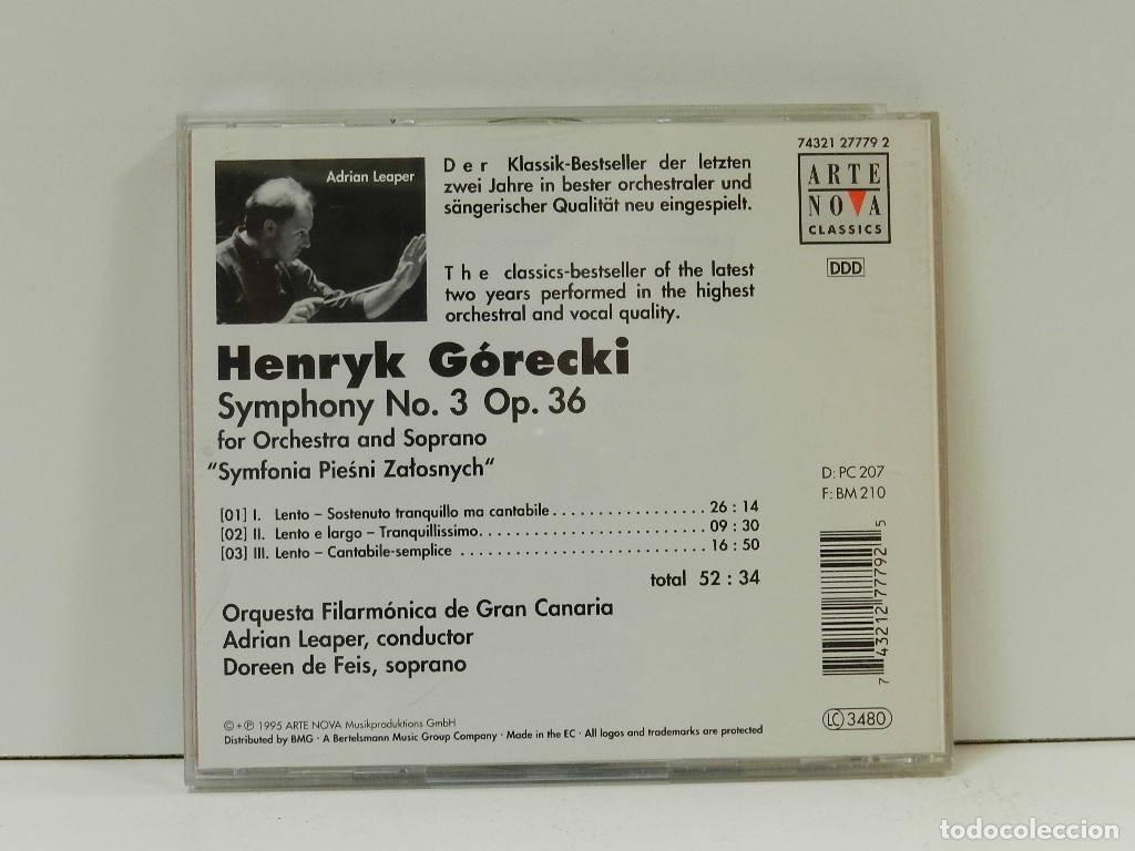 CDs de m&uacute;sica: DISCO CD. Henryk G&oacute;recki &ndash; Symphony No. 3, Op. 36. COMPACT DISC. - Foto 2