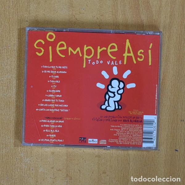 CDs de m&uacute;sica: SIEMPRE ASI - TODO VALE - CD - Foto 2