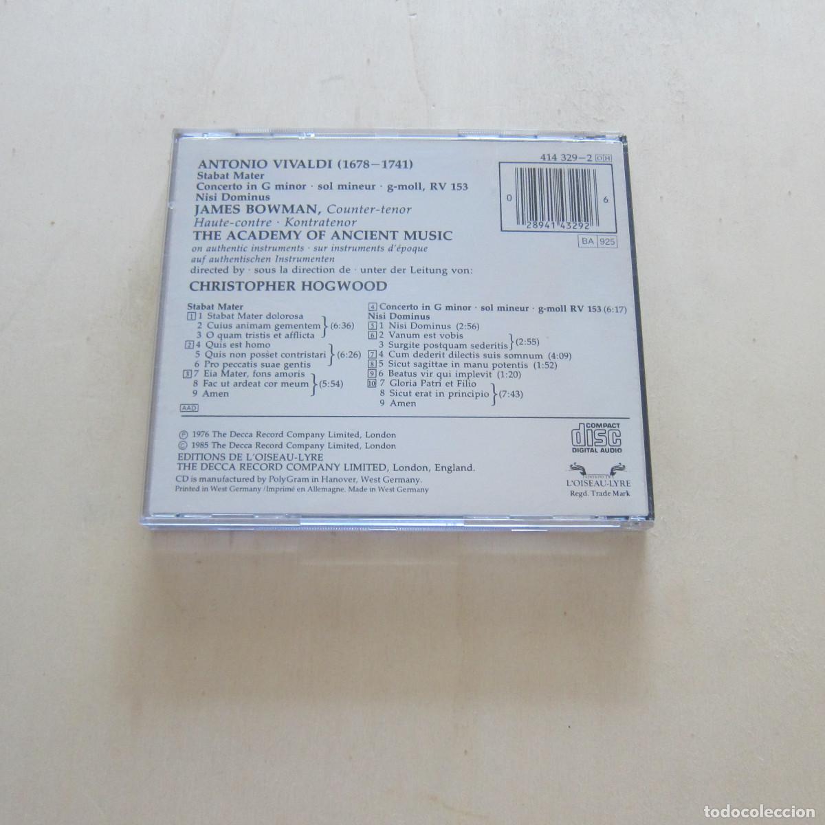 CDs de m&uacute;sica: VIVALDI - JAMES BOWMAN. CHRISTOPHER HOGWOOD (DECCA) CD - Foto 2