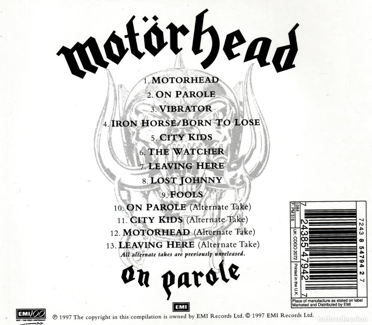 CDs de m&uacute;sica: �R3728 - MOTORHEAD. ON PAROLE. CD. - Foto 2