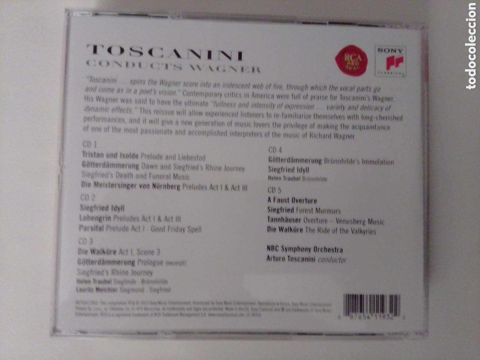 CDs de m&uacute;sica: TOSCANINI CONDUCTS WAGNER. 5 CDS. SONY CLASSICAL. 2013. - Foto 3