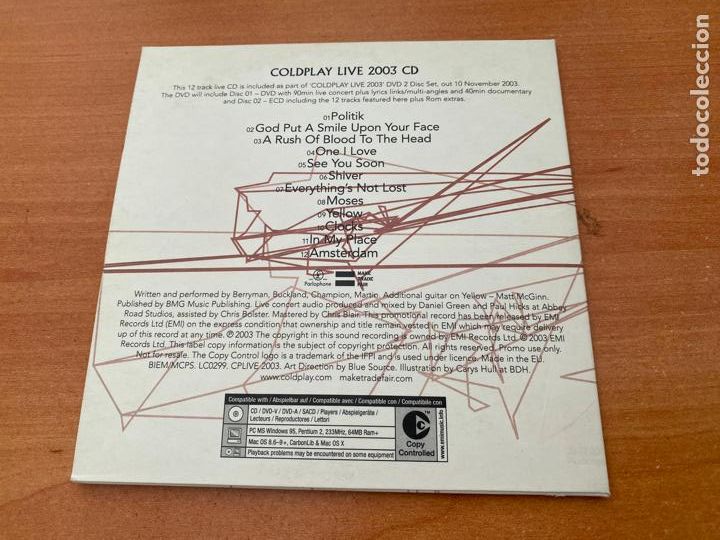 CDs de m&uacute;sica: COLDPLAY LIVE 2003 CD SINGLE PROMO (CDI10) - Foto 2