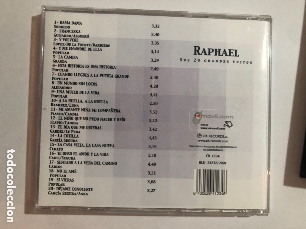 CDs de m&uacute;sica: Cd Raphael sus 20 grandes &eacute;xitos - Foto 2